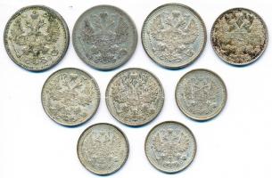 Oroszország 1907-1916. 20k Ag (3x) + 15k Ag (3x) + 10k Ag (3x) T:2,2-
Russia 1907-1916. 20 Kopeks Ag...