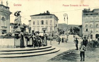 Gorizia, Görz; Piazza Edmondo de Amicis / square, monument, tram (fa)