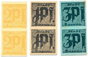 Németország / Weimari Köztársaság / Passau ~1920. 1Pf (2x) + 2Pf (2x) + 3Pf (2x) a világ legkisebb p...