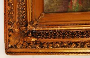 Gáborffy jelzéssel: Falu széle. Olaj, karton, antik keretben, 55×65 cm