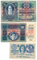 1913-1915. 2K + 10K + 20K mind "Baranya-Bajai Szerb-Magyar Köztársaság 1921" felülbélyegzé...