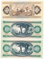 1962. 10Ft (2x) sorszámkövetők + 1969. 50Ft gyári papírránccal T:I,I-