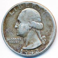 Amerikai Egyesült Államok 1942. 1/4$ Ag "Washington" T:2-,3
USA 1942. 1/4 Dollar Ag "...