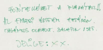 1985 Az emberi értelem határán, magányos olajfolt a Balaton partján, feliratozott fénykép, 19x28 cm