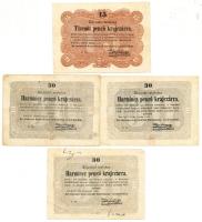 1849. 15Kr + 30Kr (3x) "Kossuth bankó" T:III,III-