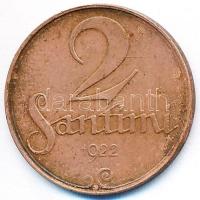 Lettország 1922. 2S Br T:2 Latvia 1922. 2 Santimi Br C:XF