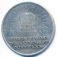 Habsburg Birodalom / Pozsony 1830. szeptember 28. Koronázási zseton Ag "I.Ferenc - V.Ferdinánd" (3.23g) T:2 Habsburg Monarchy / Bratislava 28 September 1830. Coronation Silver Jeton Ag "Franz I - Ferdinand V" (3.23g) C:XF HTÉ.: 899.