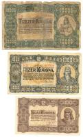 1923. 100K "Magyar Pénzjegynyomda Rt. Budapest" (2x) + 1000K "Magyar Pénzjegynyomda Rt. Budapest" + 10.000K "Orell Füssli Zürich" T:II-,III-,IV