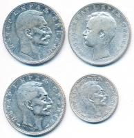 Szerbia 1897-1915. 50p Ag "I. Péter" + 1D Ag "I. Sándor, I. Péter" (3x) T:2,2-
S...