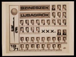 1971 Fotó Színészek-Újságírók XXX. Barcs Sándor UEFA Alelnökkel. 18,5x23,5cm