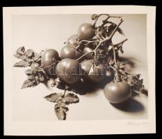 1934 Csík Ferenc (1894-1984): Paradicsomos csendélet, aláírt vintage fotóművészeti alkotás, fotóméret 28x36 cm, karton 34x41 cm