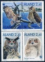 WWF Uhu négyestömb bélyegfüzetből + 4 FDC, WWF Eagle Owl block of 4 from stampbooklet + 4 FDC