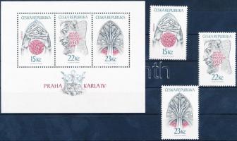 Prága IV. Károly idejében blokkból kitépett bélyegek + blokk, Prague in time King Charles IV stamps from blocks + block