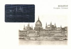 3 db MODERN használatlan hologramos magyar városképes lap; Budapest / 3 modern unused holographic Hu...