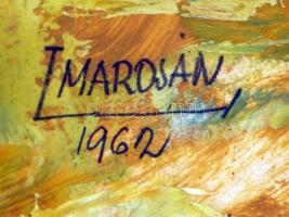 Marosán László (1916-?): Tájkép templommal. Olaj, karton, jelzett, 46×78 cm