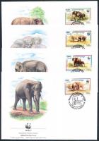 WWF Malaysia elephant set (2 pairs) + 4 FDC WWF Maláj elefánt sor (2 pár) + 4 FDC