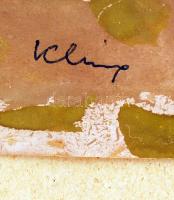 Kling György (1912-1991): Balatoni látkép. Vegyes technika, papír, üvegezett keretben, 30×40 cm