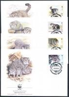 WWF Steppe cat set on 4 FDC, WWF Pusztai macska sor 4 FDC