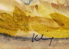 Kling György (1912-1991): Magányos fa. Akvarell, papír, üvegezett keretben, 35×24 cm