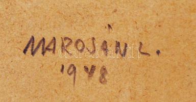 Marosán László (1916-?): Női akt háttal. Szén, papír, jelzett, üvegezett keretben, 41×28 cm