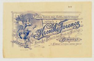 1891 Kretle Ferencz, Festék-kence és lack- raktár Budapesten, számla okmánybélyeggel. 2 helyen beszakadt.15x23,5cm
