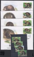 WWF Liberian mongoose set + 4 FDC, WWF Libériai mongúz sor + 4 FDC