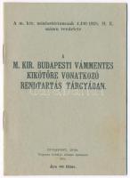 1928 A m. kir. minisztérium rendelete. A m. kir. budapesti vámmentes kikötőre vonatkozó rendtartás tárgyában.