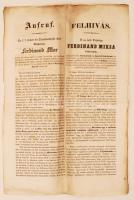 1853 Ő cs. kir. Fensége Ferdinánd Miksa Főherczeg felhívása bécsi templom építésre az Ő cs. kir. Apostoli Felsége szentséges személye ellen elkövetett merénylet meghiúsulásának emlékéül. 43x29cm