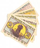 Budapest 1920. 20f + 50f + 1K + 2K + 5K + 10K "Világítási és Vízmű Rt." utalványok T:I