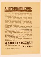 cca 1920-1930 A forradalmi zsidó. Turul nyomtatvány. 15x11,5