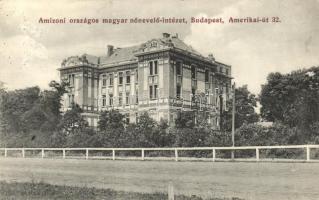 Budapest XIV. Amizoni nőnevelő intézet, Amerikai út 32. (körbevágott, leragasztott hátoldal)