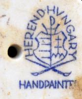 Herendi kézzel festett porcelán madárka, hibátlan, jelzett, m: 6 cm