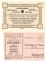 cca 1940 Schwalm bankház sorsjáték sorsjegy T:I + hirdetmény, reklámplakát és levelezőlap