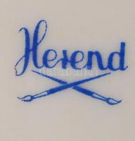 Herendi virágmintás mélytányér készlet, kézzel festett, jelzett (tanuló), hibátlan, d:25 cm