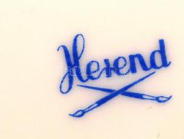 Herendi virágmintás lapostányér készlet (6db), kézzel festett, jelzett (tanuló), hibátlan, d:25,5 cm