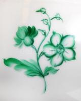 Herendi, virágmintás leveses tál, jelzett (tanuló), kézzel festett, hibátlan, 28,5×20 cm, m:24 cm