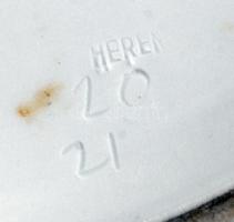 Herendi, virágmintás leveses tál, jelzett (tanuló), kézzel festett, hibátlan, 28,5×20 cm, m:24 cm