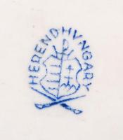 Herendi kézzel festett Viktória mintás nyolcszögletű porcelán tálka, apró kopásnyomokkal, jelzett, d...