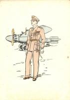 WWI military pilot with aeroplane (EK)