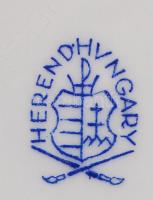 Herendi kézzel festett Viktória mintás porcelán tálka, apró kopásnyomokkal, jelzett, d: 8 cm