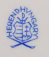Herendi kézzel festett Viktória mintás porcelán tálka, hibátlan, jelzett, d: 8 cm