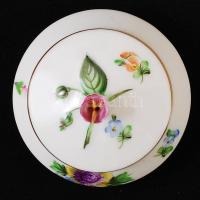 Herendi kézzel festett virágmintás porcelán tálka, apró lepattanással, jelzett, d: 6,5 cm, m: 5 cm