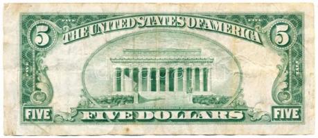 Amerikai Egyesült Államok 1934C 5$ "Abraham Lincoln" kék pecséttel T:III
USA 1934C 5 Dolla...