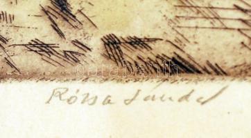 Izsák József (1929-): Rózsa Sándor. Rézkarc, papír, jelzett a karcon, üvegezett keretben, 31×39 cm