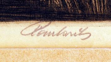 Paulovits Pál (1892-1975): Parti fák. Rézkarc, papír, jelzett, üvegezett keretben 44×60 cm