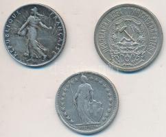 Vegyes: Franciaország 1907B 1/2Fr Ag + 1919. 50c Ag + 1923. 15k Ag T:2,2-,3
Mixed: France 1907B 1/2 ...