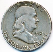 Amerikai Egyesült Államok 1953S 1/2$ Ag "Franklin" T:2- 
USA 1953S Half Dollar Ag "Fr...