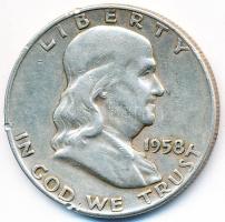 Amerikai Egyesült Államok 1958D 1/2$ Ag "Franklin" T:2- 
USA 1958D Half Dollar Ag "Fr...