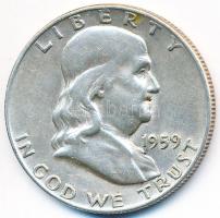 Amerikai Egyesült Államok 1959D 1/2$ Ag "Franklin" T:2- 
USA 1959D Half Dollar Ag "Fr...