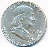 Amerikai Egyesült Államok 1963D 1/2$ Ag "Franklin" T:2- 
USA 1963D Half Dollar Ag "Fr...